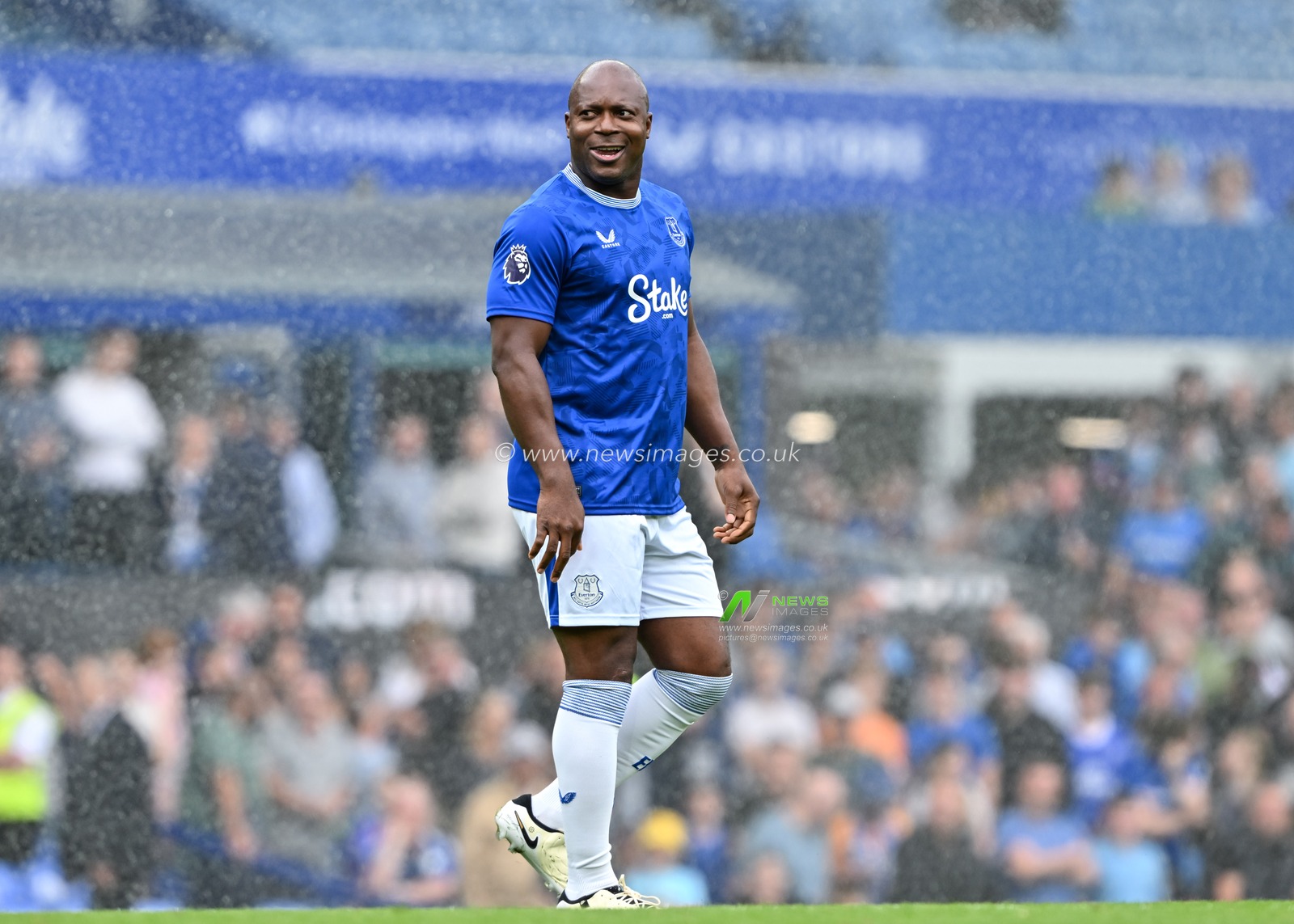 Former Everton player Yakubu during the half time break during the Premier League match Everton vs Brighton and Hove Albion at Goodison Park, Liverpool, United Kingdom, 17th August 2024

(Photo by Cody Froggatt/News Images)