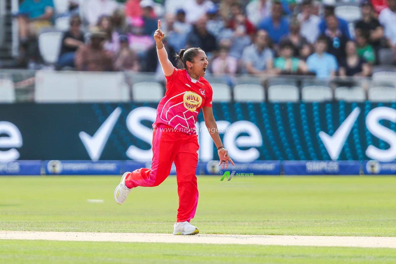 Shabnim Ismail of Welsh Fire celebrates after dismissing Danielle Gibson of London Spirit during the The Hundred Women's Final match Welsh Fire Women vs London Spirit Women at Lords, London, United Kingdom, 18th August 2024

(Photo by Izzy Poles/News Images)