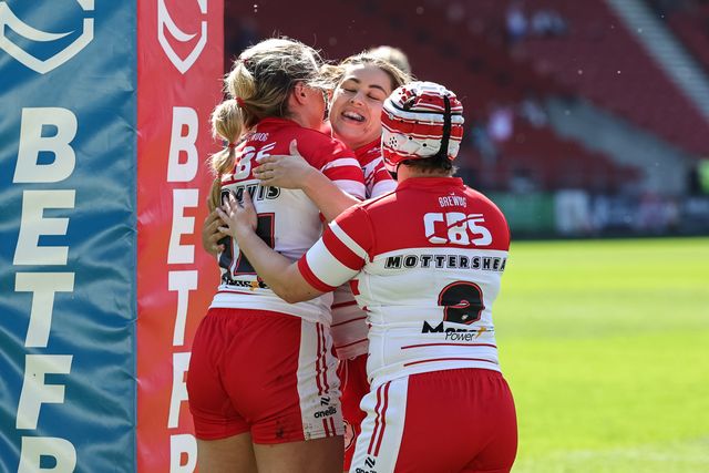 Paige Travis of St Helen’s goes over for a try during the Betfred Women's Challenge Cup Quarter Final match St Helens vs Barrow Raiders at The BrewDog Stadium, St Helens, United Kingdom on 25 April 2026

(Photo by Mark Cosgrove/News Images)