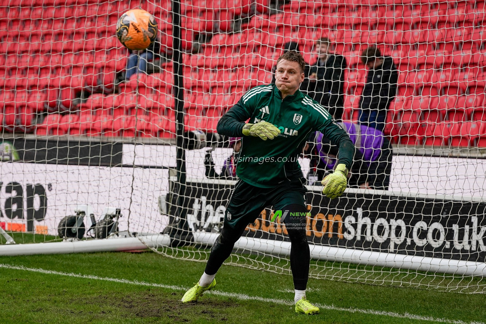 Fulham goalkeeper Bernd Leno in the pregame warmup session  during the Emirates FA Cup 4th Round  match Stoke City vs Fulham at Bet365 Stadium, Stoke On Trent, United Kingdom on 15 February 2026

(Photo by Maynard Manyowa/News Images)