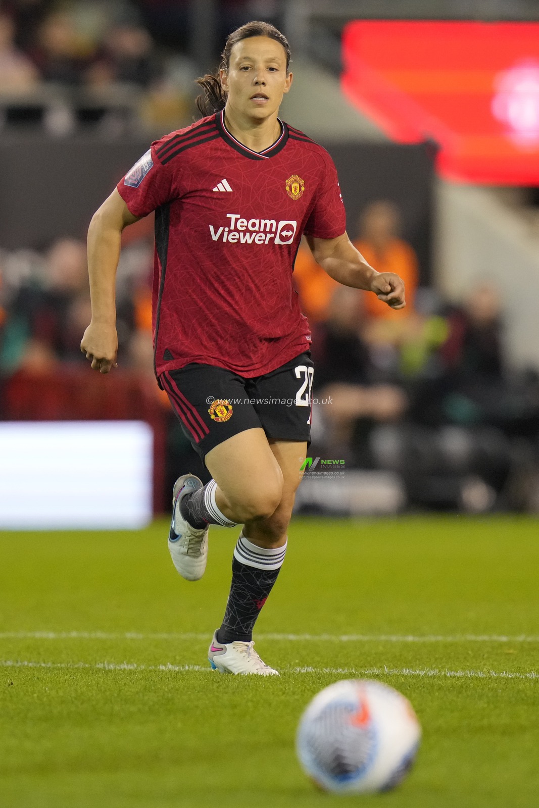 Rachel Williams #28 of Manchester United during the The FA Women's Super League match Manchester United Women vs Arsenal Women at Leigh Sports Village, Leigh, United Kingdom, 6th October 2023

(Photo by Steve Flynn/News Images)
