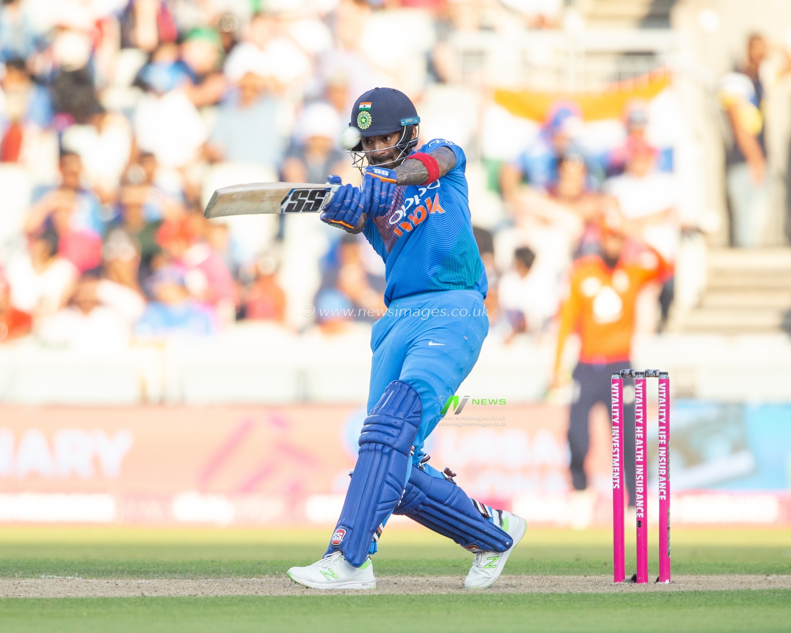 3rd of July 2018 , Emirates Old Trafford, Manchester, England, 1st IT20, Vitality IT20 Series, England v India; KL Rahul of India hits a six