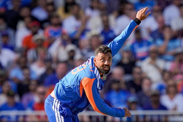 Varun Chakravarthy of India delivers the ball during the Third Vitality T20 International match England vs India at Trent Bridge, Nottingham, United Kingdom on 07 July 2026

(Photo by Maynard Manyowa/News Images)