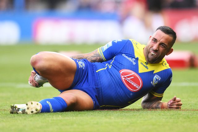 Paul Vaughan of Warrington Wolves warms up prior to during the Betfred Super League play-off Eliminator 2 Warrington Wolves v St Helens at Halliwell Jones Stadium, Warrington, United Kingdom, 28th September 2024

(Photo by Ben Roberts/News Images)