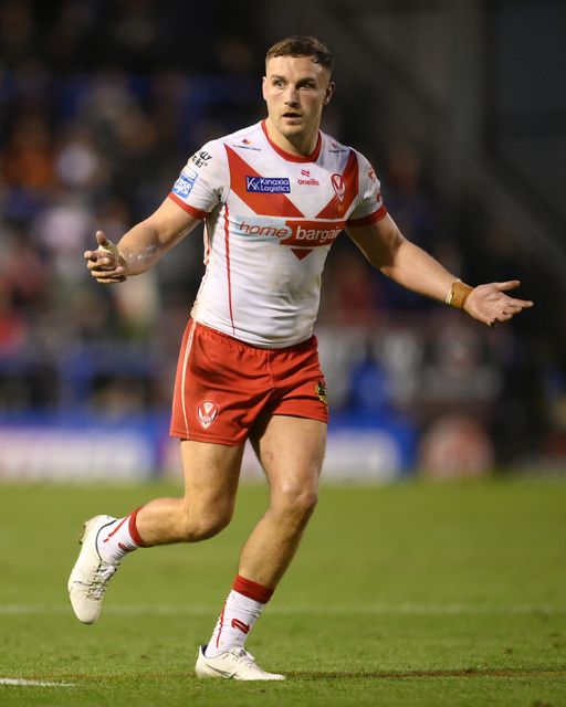 Matty Lees of St. Helens reacts during the Betfred Super League play-off Eliminator 2 Warrington Wolves v St Helens at Halliwell Jones Stadium, Warrington, United Kingdom, 28th September 2024

(Photo by Ben Roberts/News Images)