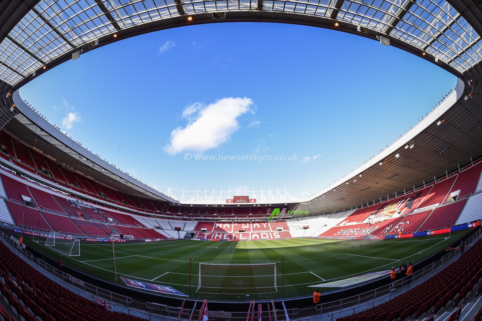 8th February 2020, Stadium Of Light, Sunderland, England; Sky Bet League 1, Sunderland v Ipswich Town : Stadium of Light bathed in sunshine before kick-off