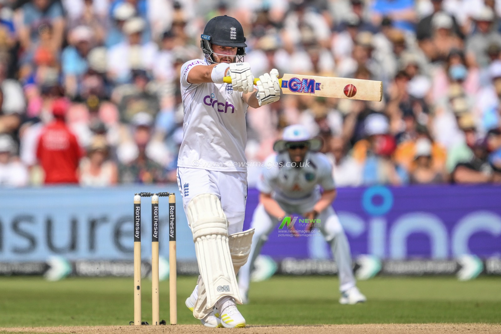 Ben Duckett of England hits the ball for two runs during the 3rd Rothesay Test Match Day 3 England vs West Indies at Edgbaston, Birmingham, United Kingdom, 28th July 2024

(Photo by Craig Thomas/News Images)