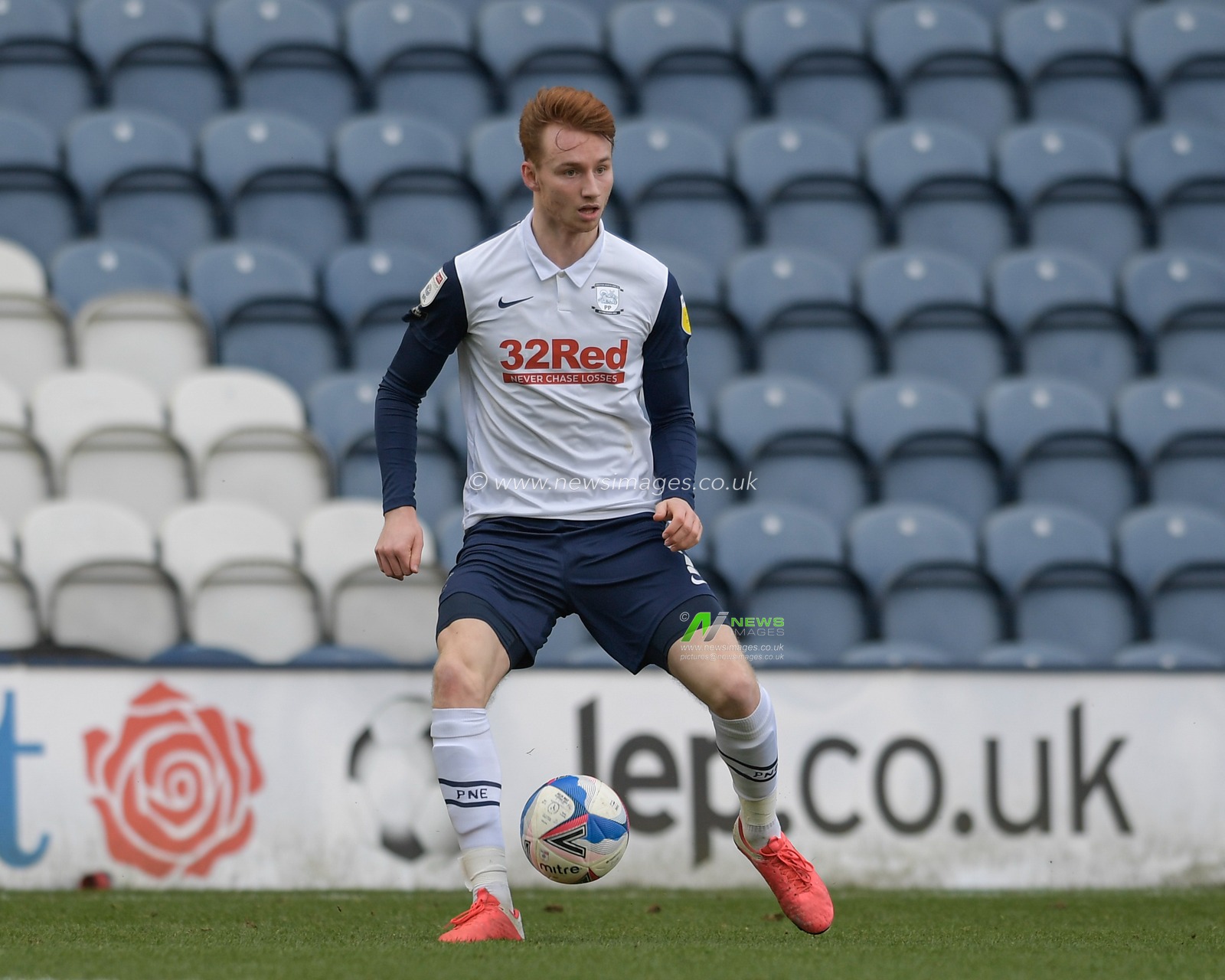 Sepp van den Berg #2 of Preston North End controls the ball