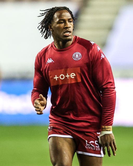 Junior Nsemba of Wigan Warriors in the pre-game warm up during the Betfred Super League round 5 match Wigan Warriors vs York Knights at The Brick Community Stadium, Wigan, United Kingdom on 19 March 2026

(Photo by Alfie Cosgrove/News Images)