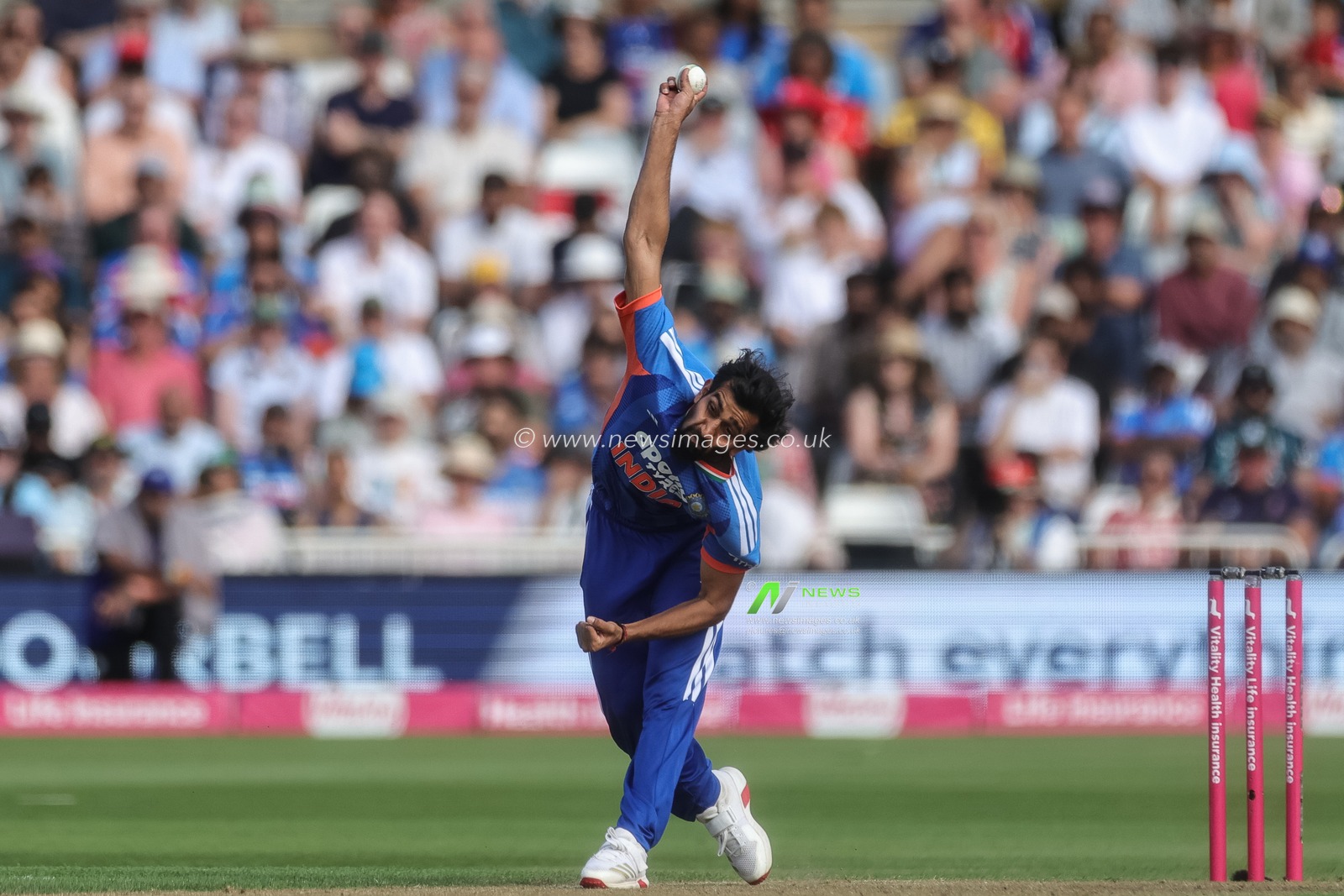Prince Yadav of India delivers the ball during the Third Vitality T20 International match England vs India at Trent Bridge, Nottingham, United Kingdom on 07 July 2026

(Photo by Mark Cosgrove/News Images)