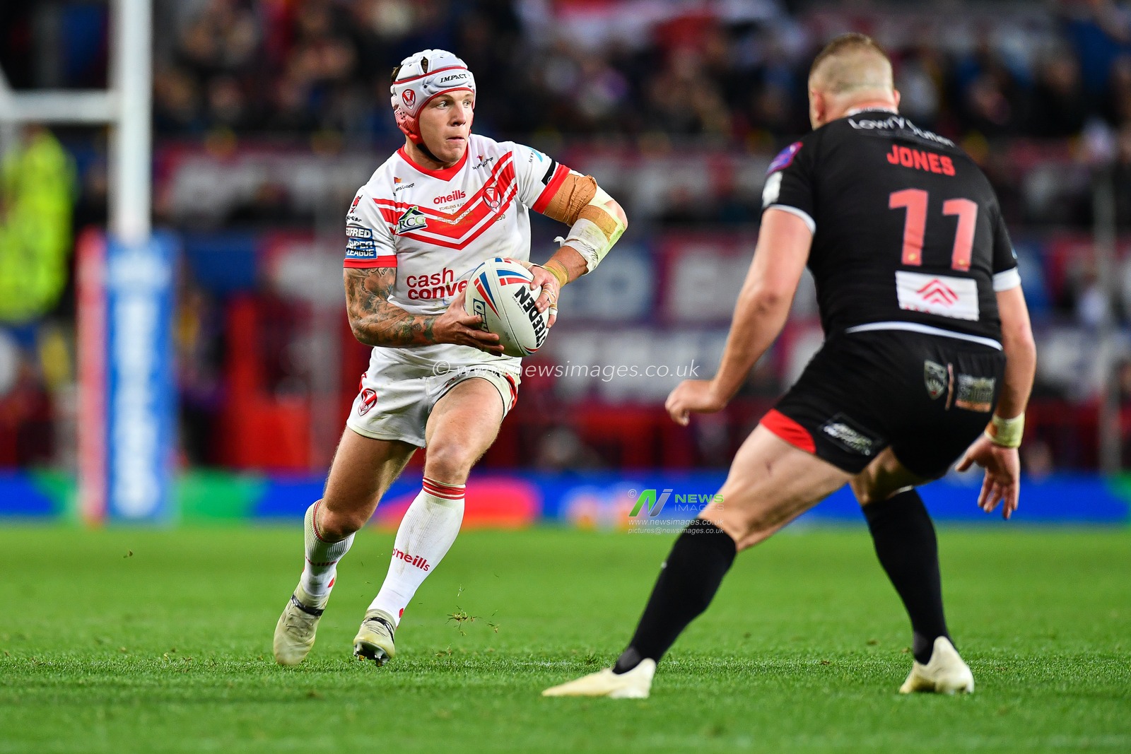 12th October 2019, Old Trafford, Manchester, England; The Grand Final 2019, Saint Helens v Salford Red Devils : Theo Fages (6) of Saint Helens in action

Credit: Craig Thomas/News Images