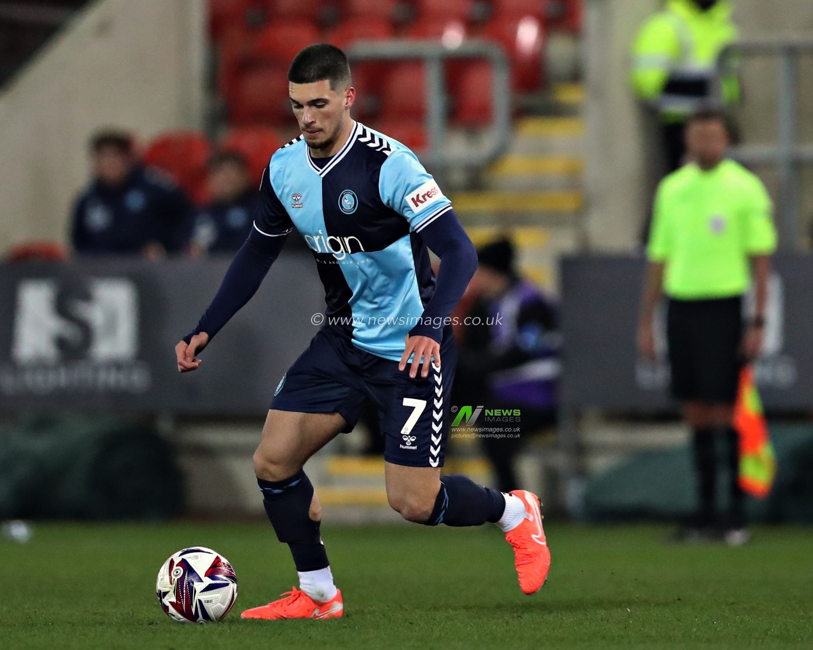 Xavier Simons of Wycombe Wanderers during the Sky Bet League 1 match Rotherham United vs Wycombe Wanderers at New York Stadium, Rotherham, United Kingdom, 18th March 2025

(Photo by Sam Eaden/News Images)