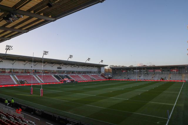 A general view inside of Leigh Sports Village, home of Leigh Leopards ahead of the Betfred Super League Round 6 match Leigh Leopards vs Wakefield Trinity at Leigh Sports Village, Leigh, United Kingdom, 28th March 2025

(Photo by Gareth Evans/News Images)