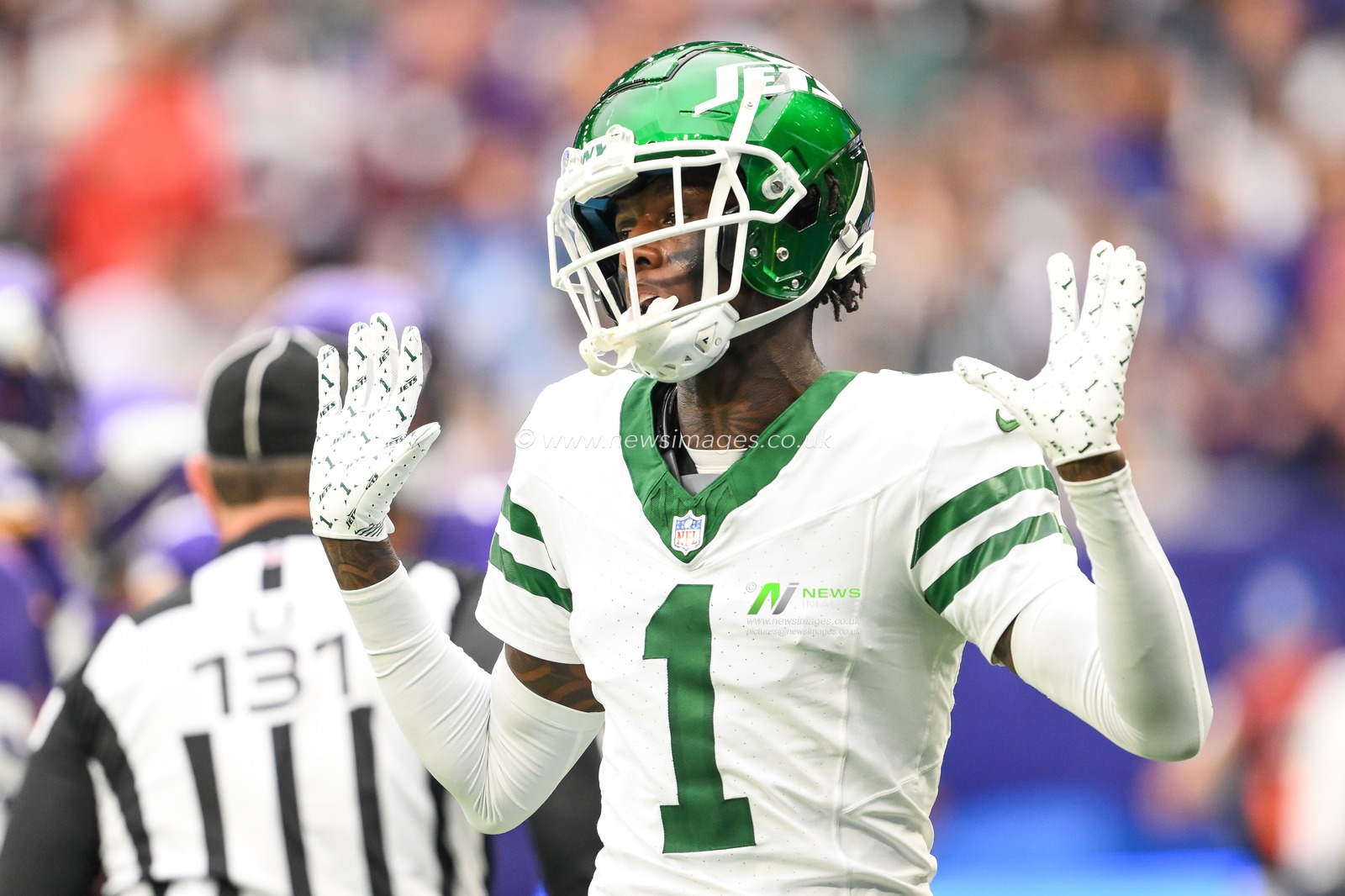 Sauce Gardner of the New York Jets during the Week 5 match New York Jets vs Minnesota Vikings at Tottenham Hotspur Stadium, London, United Kingdom, 6th October 2024

(Photo by Craig Thomas/News Images)