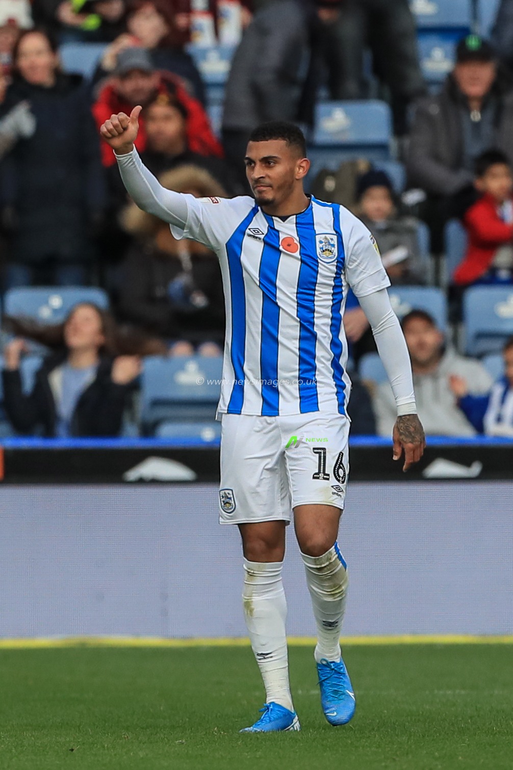 26th October 2019, John Smith's Stadium, Huddersfield, England; Sky Bet Championship, Huddersfield Town v Barnsley : Karlan Grant (16) of Huddersfield Town celebrates his goal to make it 2-0

Credit: Mark Cosgrove/News Images