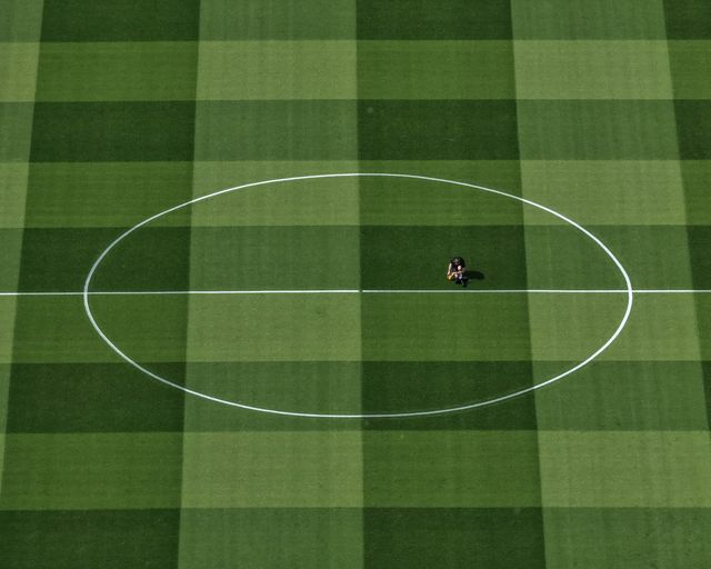 Ground staff prepare the pitch during the Premier League match Leeds United vs Burnley at Elland Road, Leeds, United Kingdom on 01 May 2026

(Photo by Mark Cosgrove/News Images)