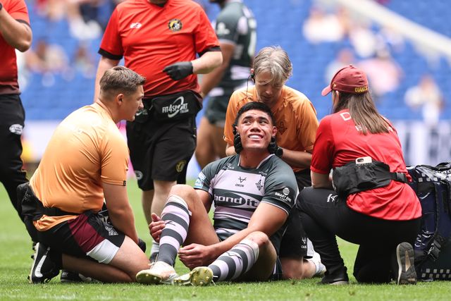 Chris Patolo of Huddersfield Giants receives treatment for an injury during the Betfred Super League Magic Weekend match Huddersfield Giants vs York Knights at Hill Dickinson Stadium, Liverpool, United Kingdom on 04 July 2026

(Photo by Alfie Cosgrove/News Images)