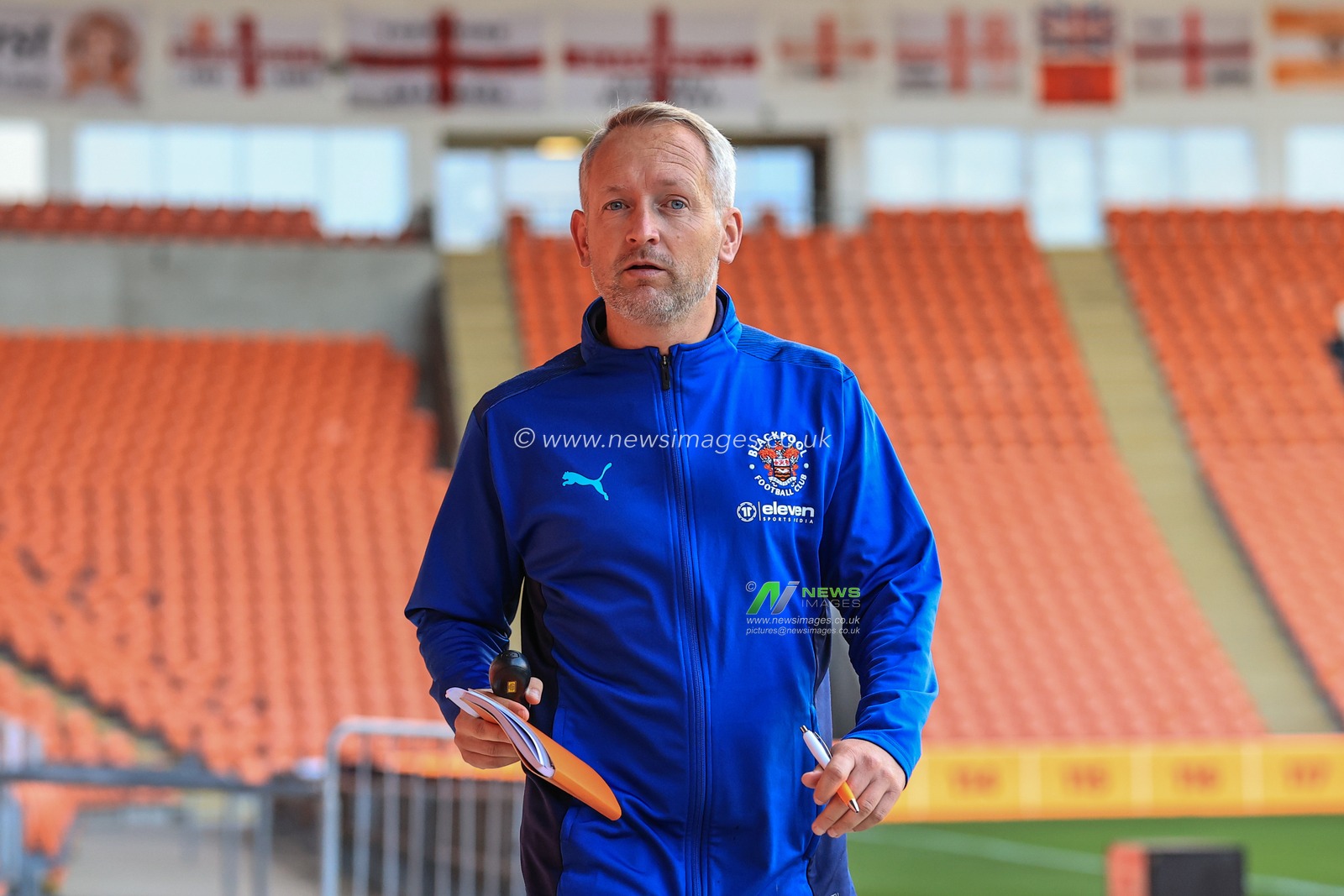 Neil Critchley Head Coach of Blackpool arrives at Bloomfield Road