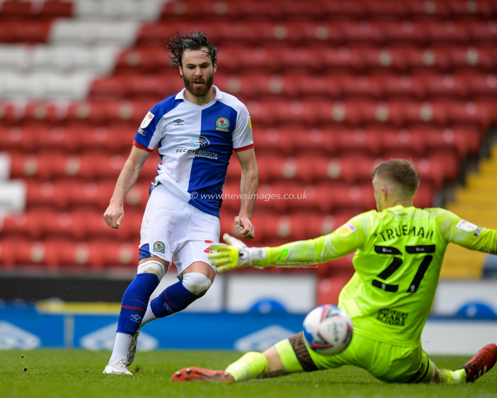 Ben Brereton #20 of Blackburn Rovers scores a goal to make it 2-1