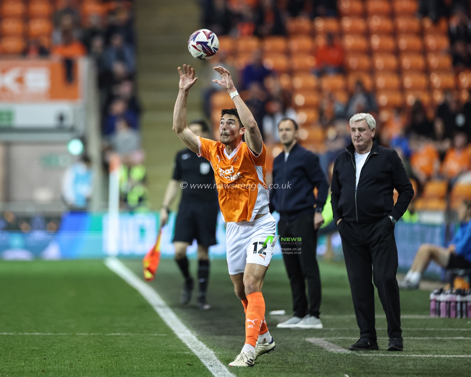 Elkan Baggott of Blackpool takes a throw-in during the Sky Bet League 1 match Blackpool vs Birmingham City at Bloomfield Road, Blackpool, United Kingdom, 30th April 2025

(Photo by Mark Cosgrove/News Images)