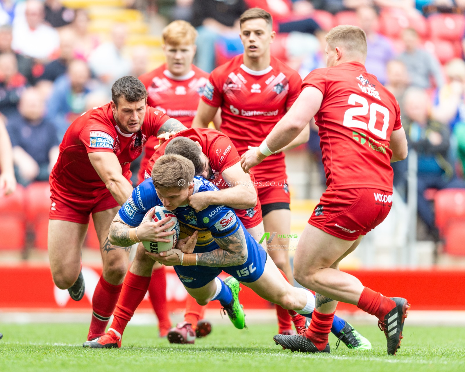 26th May 2019 , Anfield Stadium, Liverpool, England; Dacia Magic Weekend, Betfred Super League Round 16, Leeds Rhinos vs London Broncos ; Liam Sutcliffe (15) of Leeds Rhinos scores a try

Credit: Richard Long/News Images