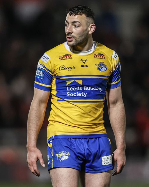 Jake Connor of Leeds Rhinos during the Betfred Super League match Salford Red Devils vs Leeds Rhinos at Salford Community Stadium, Eccles, United Kingdom, 10th April 2025

(Photo by Alfie Cosgrove/News Images)