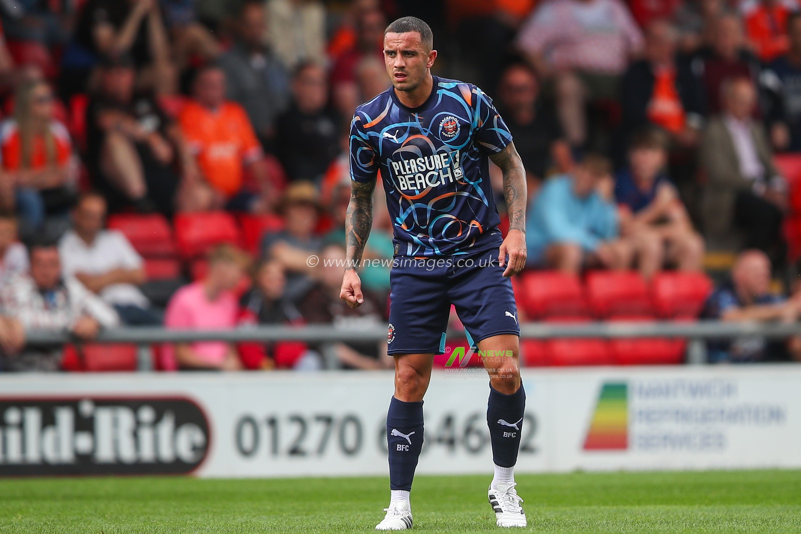 Oliver Norburn of Blackpool during the Pre-season friendly match Crewe Alexandra vs Blackpool at Alexandra Stadium, Crewe, United Kingdom, 3rd August 2024

(Photo by Gareth Evans/News Images)