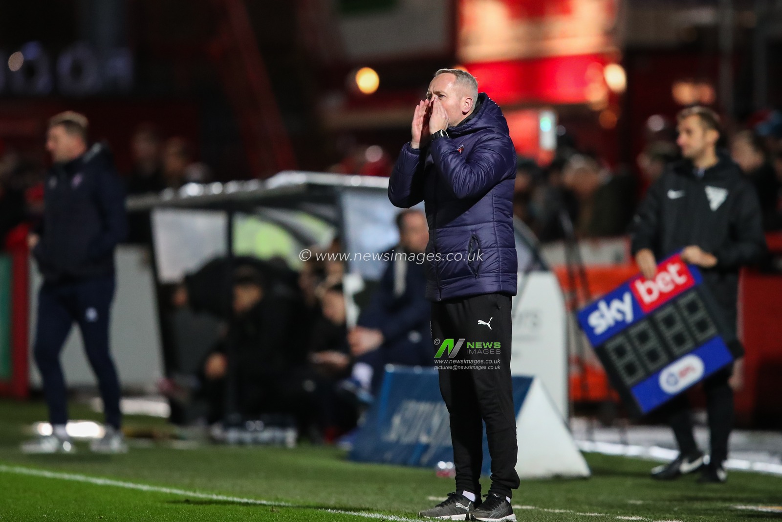 Neil Critchley manager of Blackpool shouts at his players during the Sky Bet League 1 match Cheltenham Town vs Blackpool at The Completely-Suzuki Stadium, Cheltenham, United Kingdom, 13th February 2024

(Photo by Gareth Evans/News Images)