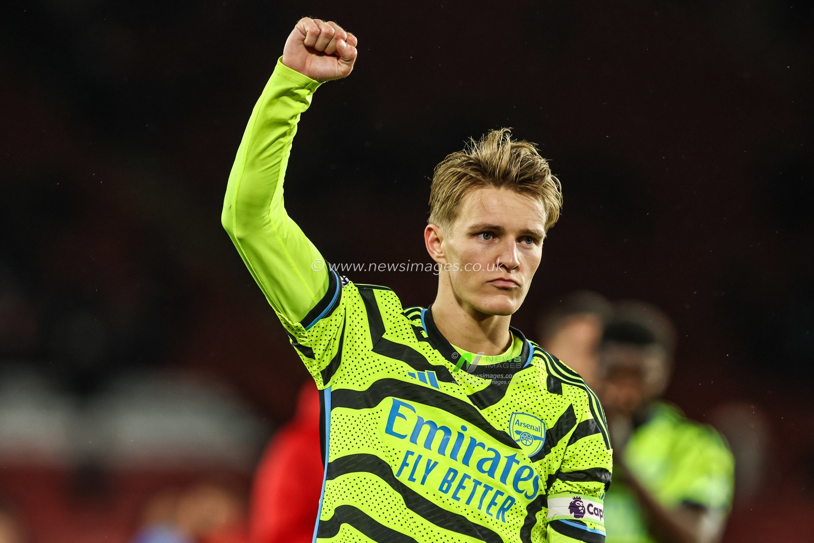 Martin Ã˜degaard of Arsenal celebrates his side victory in the Premier League match Sheffield United vs Arsenal at Bramall Lane, Sheffield, United Kingdom, 4th March 2024

(Photo by Mark Cosgrove/News Images)