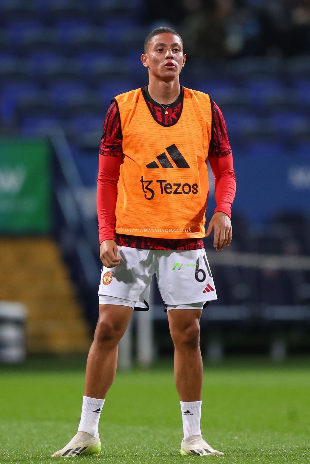 Mateo MejÃ­a #61 of Manchester United during the pre-game warm up ahead of the EFL Trophy match Bolton Wanderers vs Manchester United U21 at Toughsheet Community Stadium, Bolton, United Kingdom, 26th September 2023

(Photo by Gareth Evans/News Images)