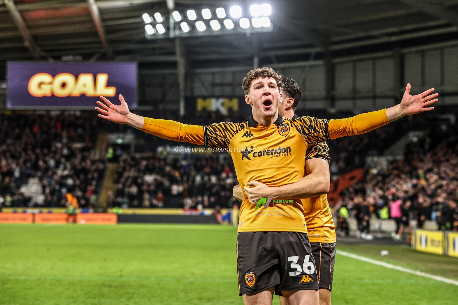 Lewis Koumas of Hull City celebrates his goal to make it 4-2 during the Sky Bet Championship match Hull City vs Derby County at MKM Stadium, Hull, United Kingdom on 24 February 2026

(Photo by Alfie Cosgrove/News Images)