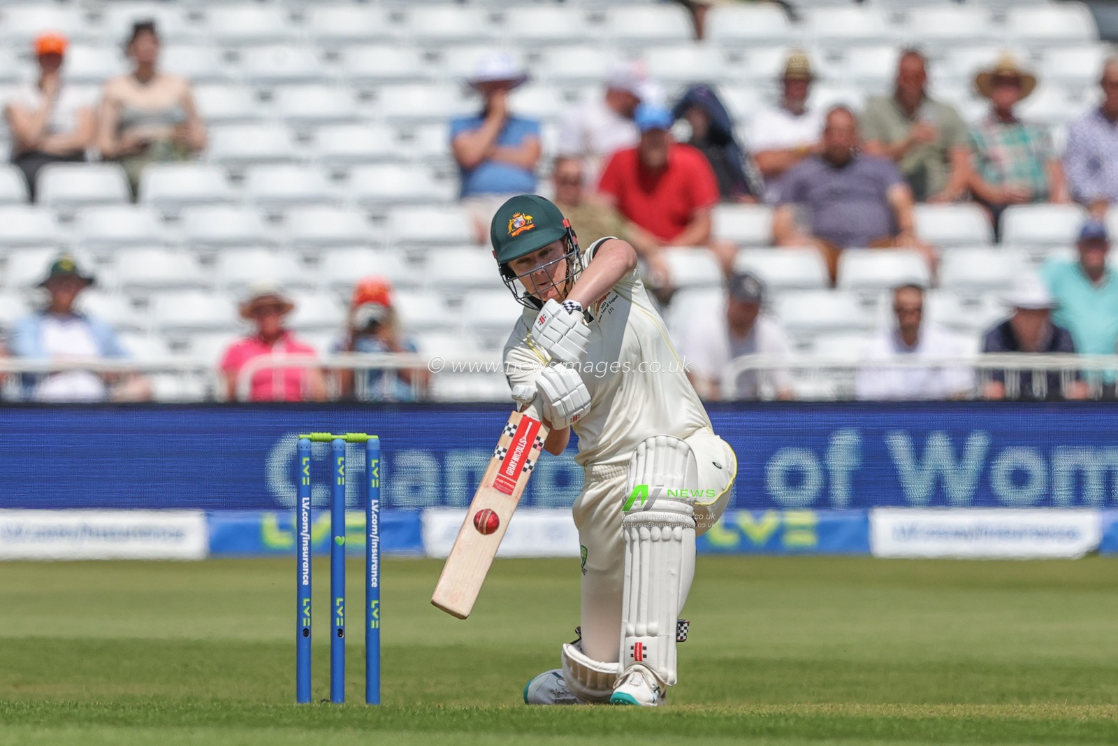 Tahlia McGrath of Australia hits a half volley for a boundary during the Metro Bank Women's Ashes 2023 match England vs Australia at Trent Bridge, Nottingham, United Kingdom, 22nd June 2023

(Photo by Mark Cosgrove/News Images)