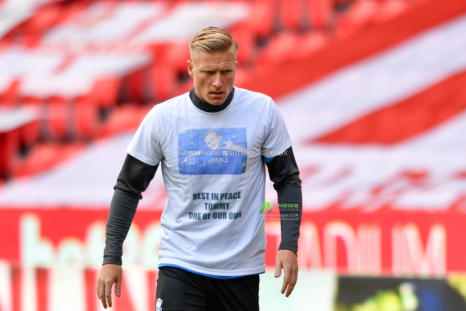 Kristian Pedersen (3) of Birmingham City warming up
