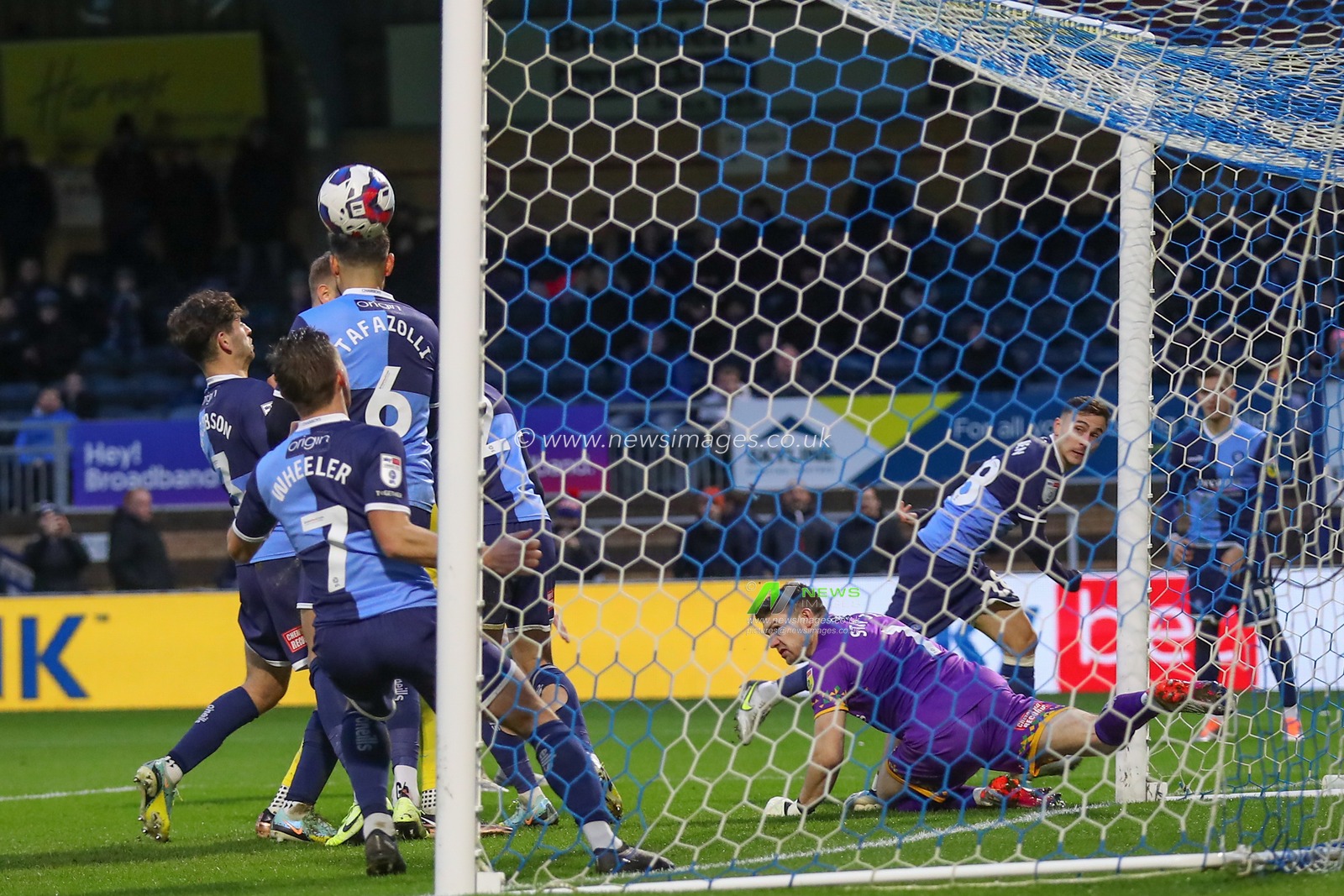Maksymilian Stryjek #1 of Wycombe Wanderers saves a shot from Josh Windass #11 of Sheffield Wednesday during the Sky Bet League 1 match Wycombe Wanderers vs Sheffield Wednesday at Adams Park, High Wycombe, United Kingdom, 14th January 2023

(Photo by Gareth Evans/News Images)