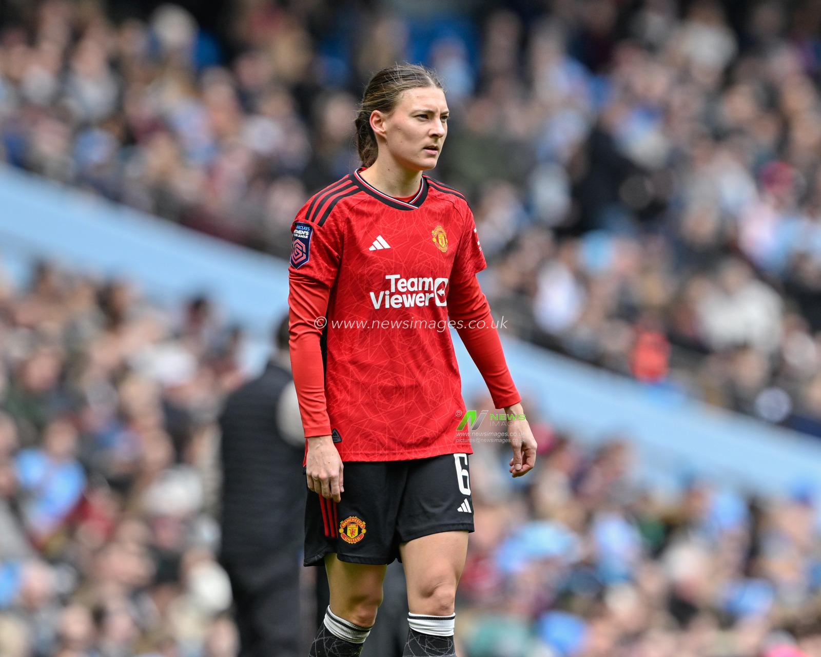 Hannah Blundell of Manchester United Women, during The FA Women's Super League match Manchester City Women vs Manchester United Women at Etihad Stadium, Manchester, United Kingdom, 23rd March 2024

(Photo by Cody Froggatt/News Images)
