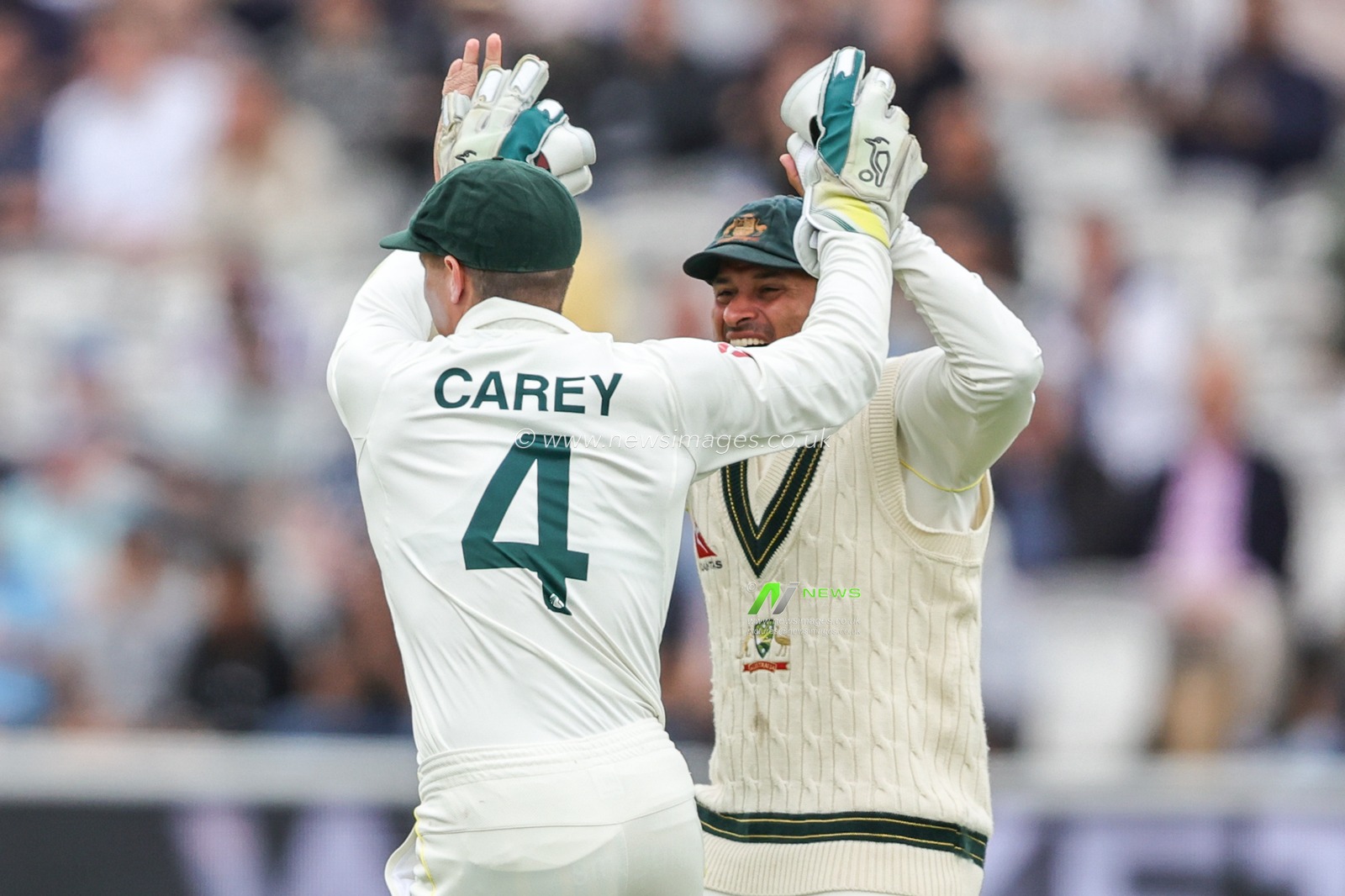 Alex Carey of Australia celebrates getting Ben Duckett of England out during the LV= Insurance Ashes Test Series Second Test Day 5 England v Australia at Lords, London, United Kingdom, 2nd July 2023

(Photo by Mark Cosgrove/News Images)