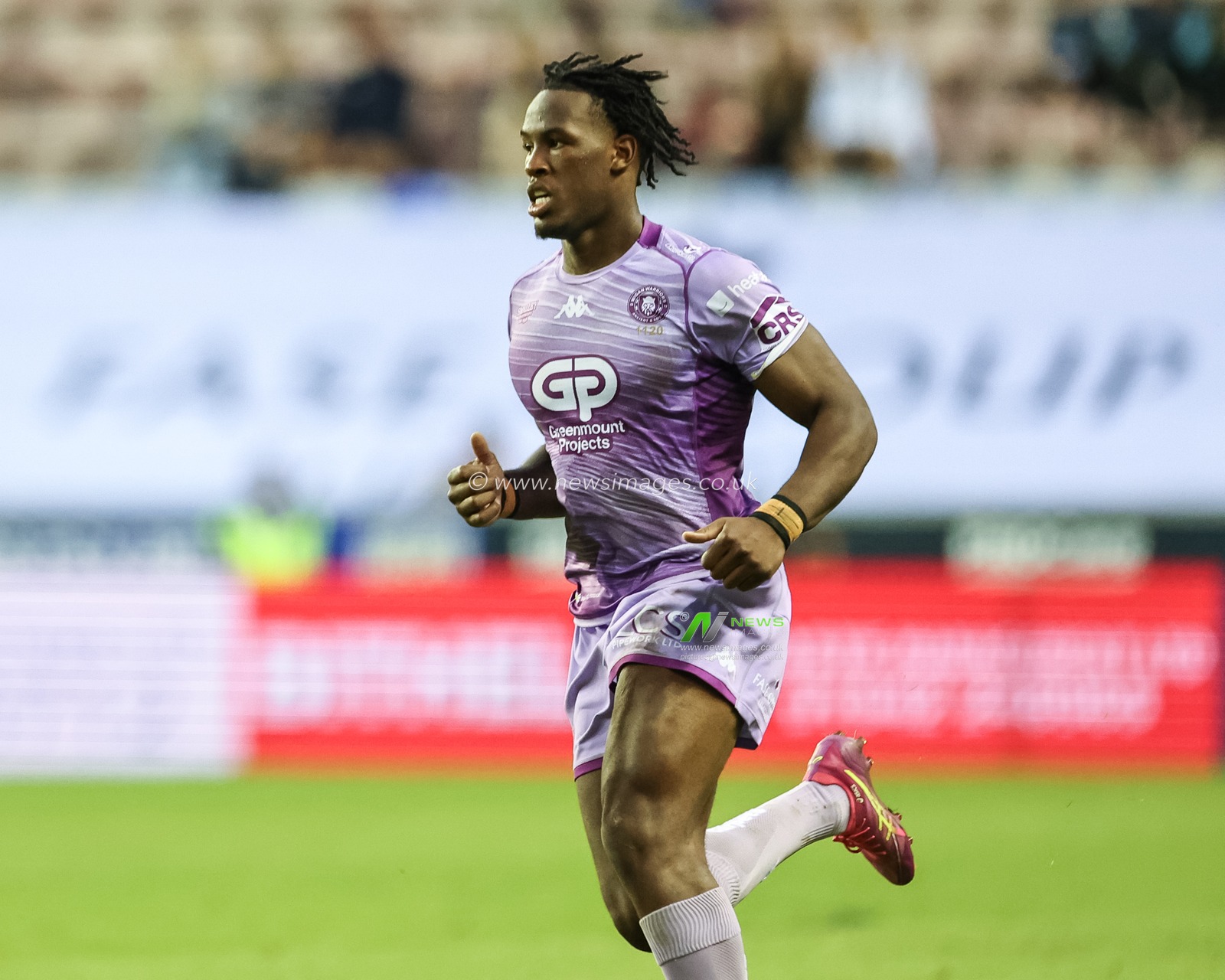 Junior Nsemba of Wigan Warriors in action during the Betfred Super League Round 11 match Wigan Warriors vs Leigh Leopards at The Brick Community Stadium, Wigan, United Kingdom, 16th May 2025

(Photo by Mark Cosgrove/News Images)