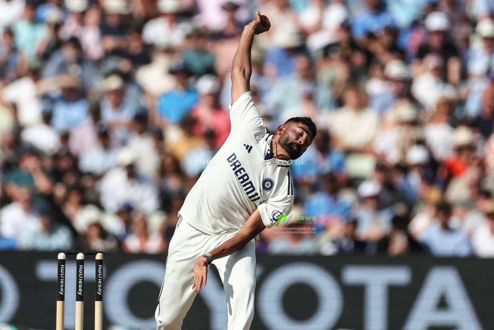 Mohammed Siraj of India delivers the ball during the 2nd Rothesay Test Match day 2 England vs India at Edgbaston, Birmingham, United Kingdom, 3rd July 2025

(Photo by Mark Cosgrove/News Images)