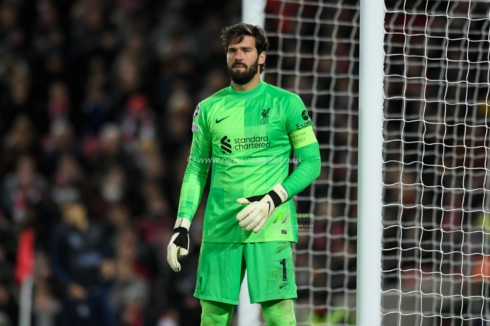 Alisson Becker #1 of Liverpool in action during the game