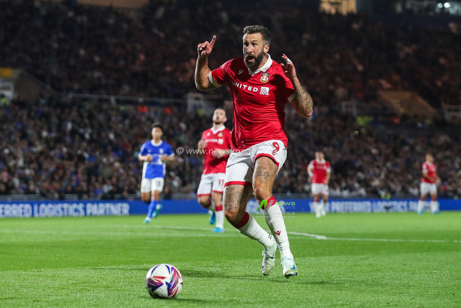 Ollie Palmer of Wrexham reacts during the Sky Bet League 1 match Birmingham City vs Wrexham at St. Andrew's @ Knighthead Park, Birmingham, United Kingdom, 16th September 2024

(Photo by Gareth Evans/News Images)