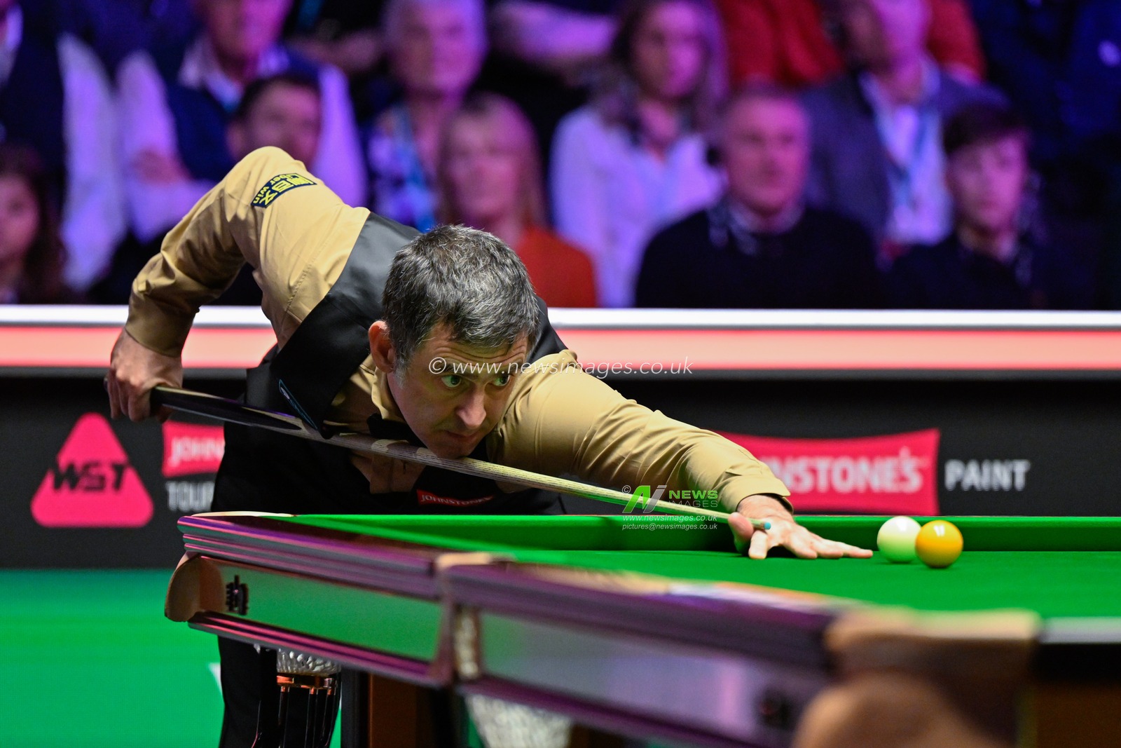 Ronnie O'Sullivan takes a shot, during the Johnstoneâ€™s Paint Tour Championship Final at Manchester Central, Manchester, United Kingdom, 7th April 2024

(Photo by Cody Froggatt/News Images)