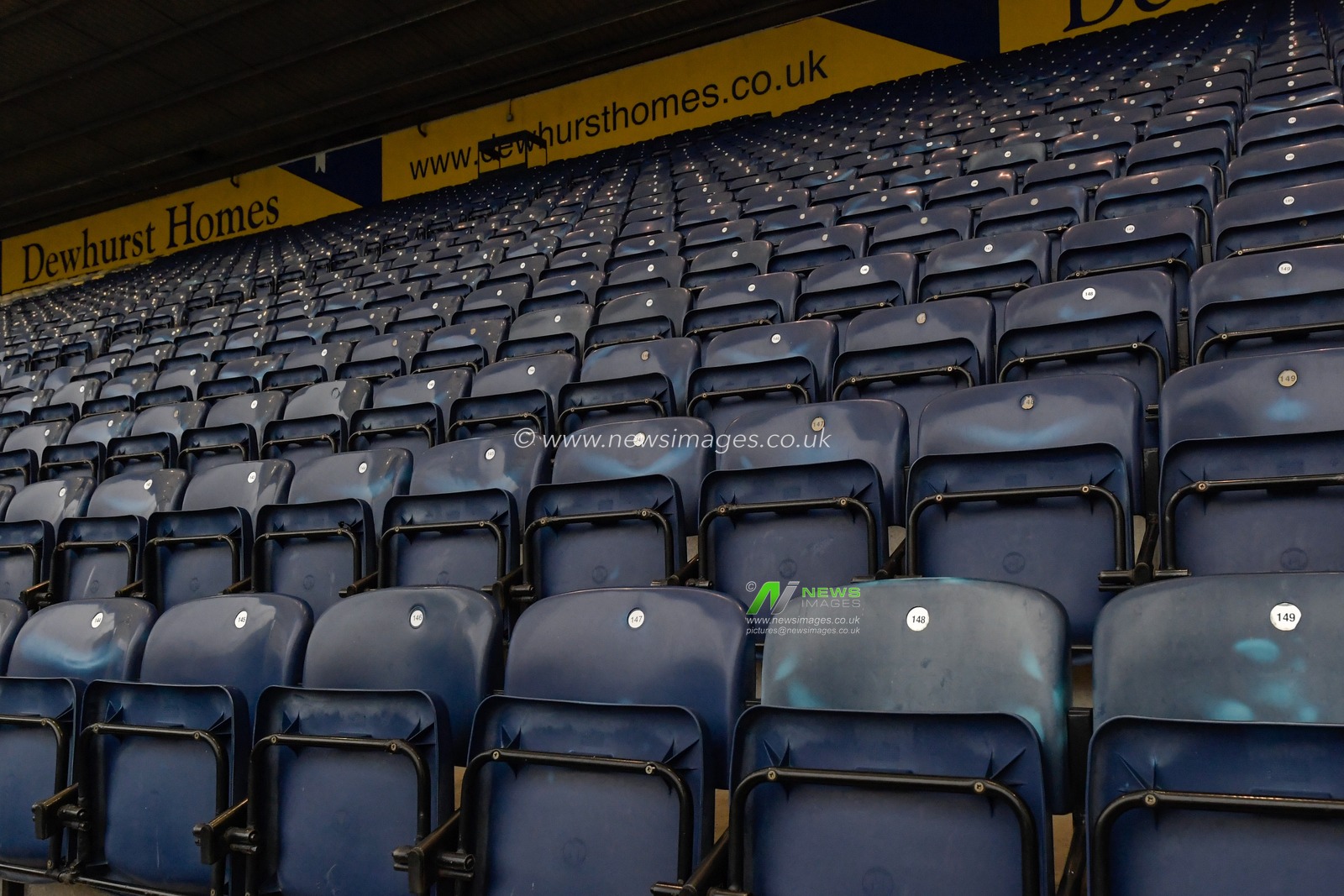 The empty seats at Deepdale due to the game being played behind closed doors