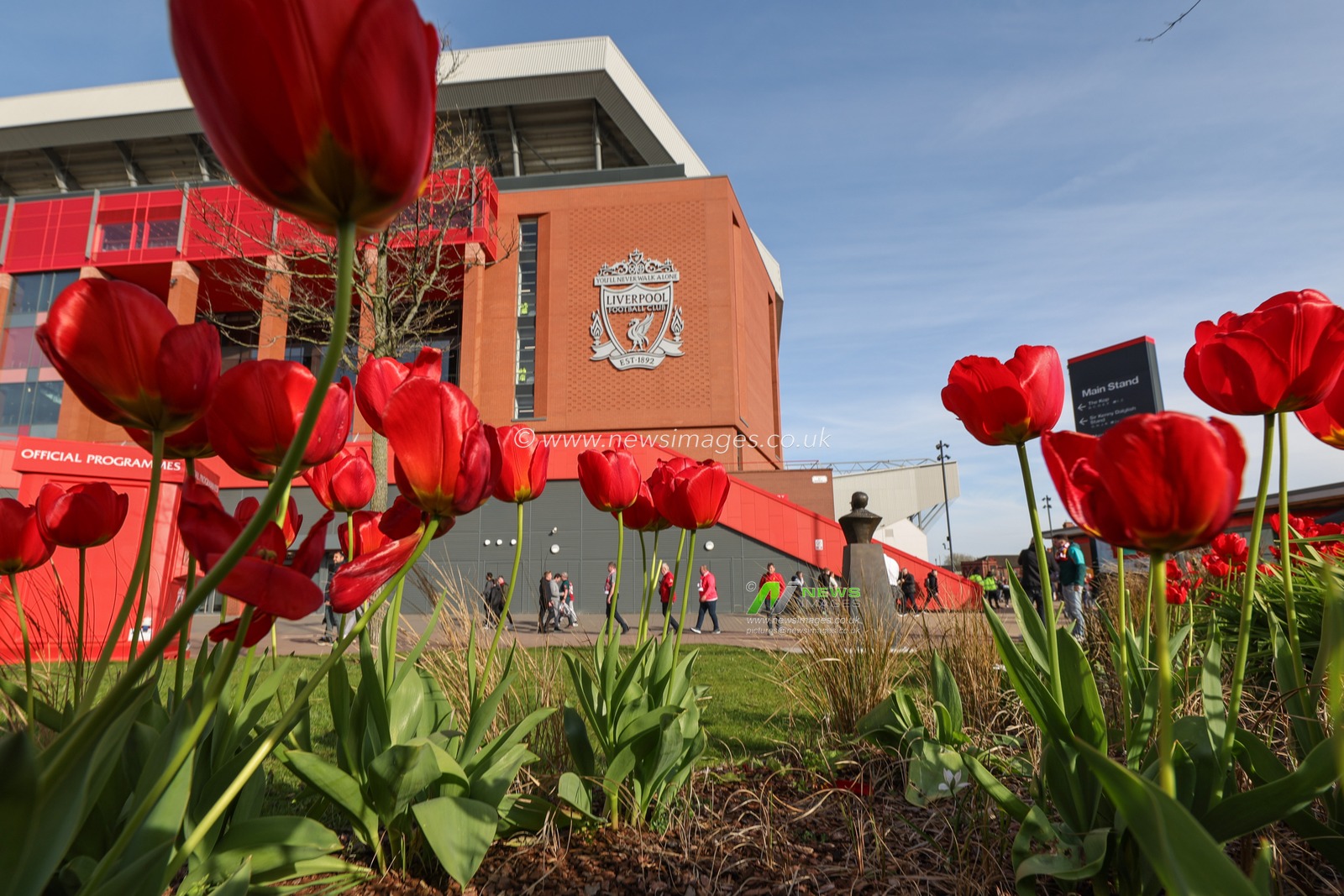 A general view outside of Anfield, home of Liverpool ahead of the Premier League match Liverpool vs Fulham at Anfield, Liverpool, United Kingdom, 3rd May 2023

(Photo by Mark Cosgrove/News Images)