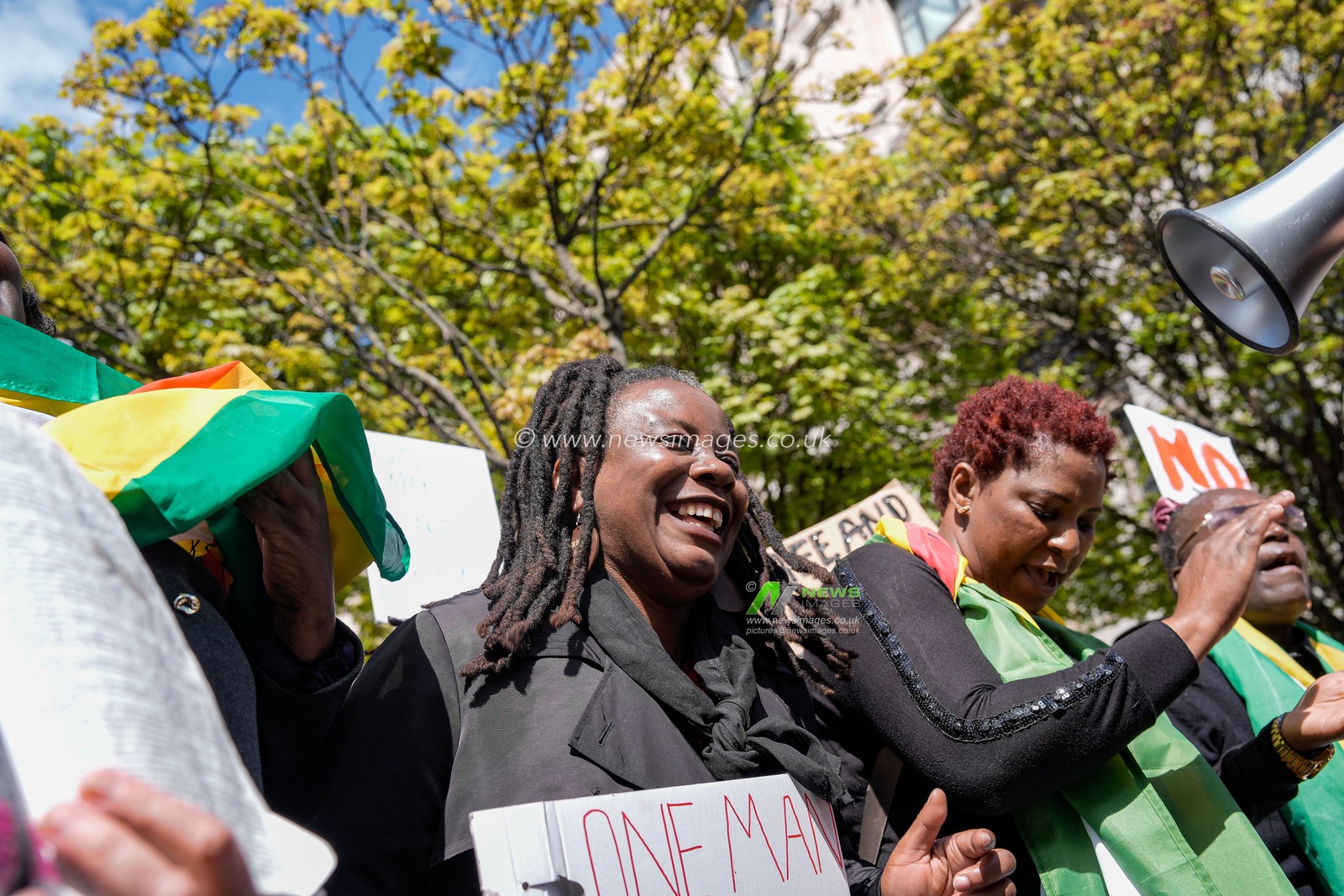 UK-based Zimbabweans gather outside the Zimbabwe Embassy in London on 18 April 2026 to protest the Constitution of Zimbabwe Amendment (No. 3) Bill, which critics say would extend President Mnangagwa’s rule until 2030 and strip citizens of the direct vote for president.

(Photo by Maynard Manyowa/News Images)