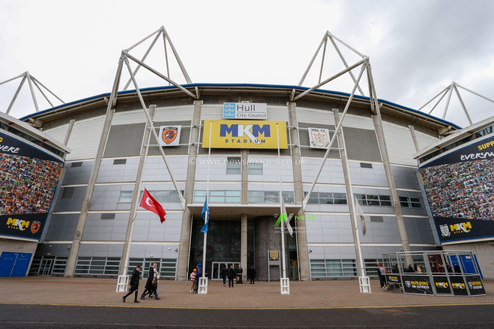 The Turkish flag flies at half mast during the Sky Bet Championship match Hull City vs Preston North End at MKM Stadium, Hull, United Kingdom, 18th February 2023

(Photo by Ben Early/News Images)
