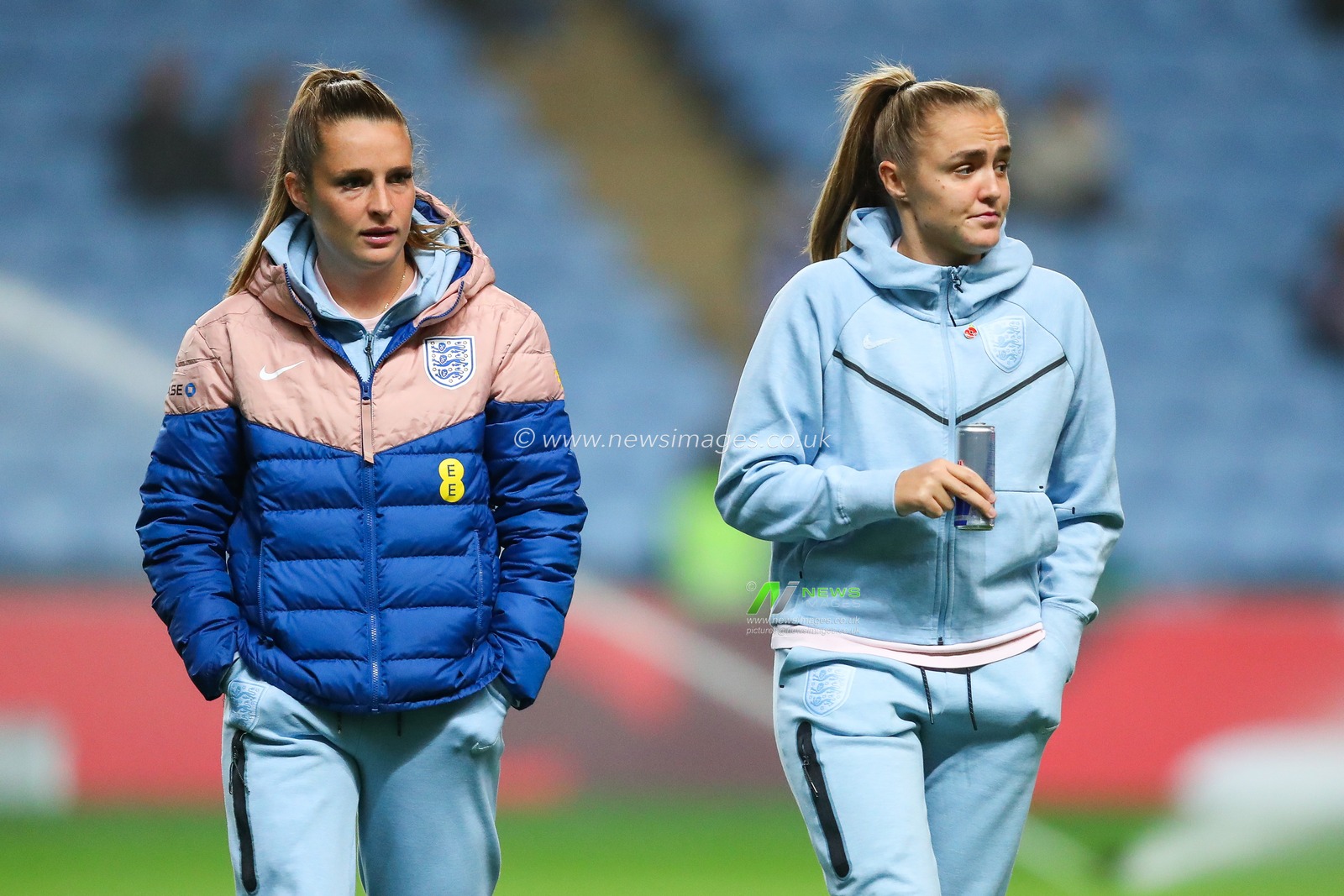 Georgia Stanway and Ella Toone of England arrive at Coventry Building Society Arena prior to the Women's International Friendly match England Women vs South Africa Women at Coventry Building Society Arena, Coventry, United Kingdom, 29th October 2024

(Photo by Izzy Poles/News Images)