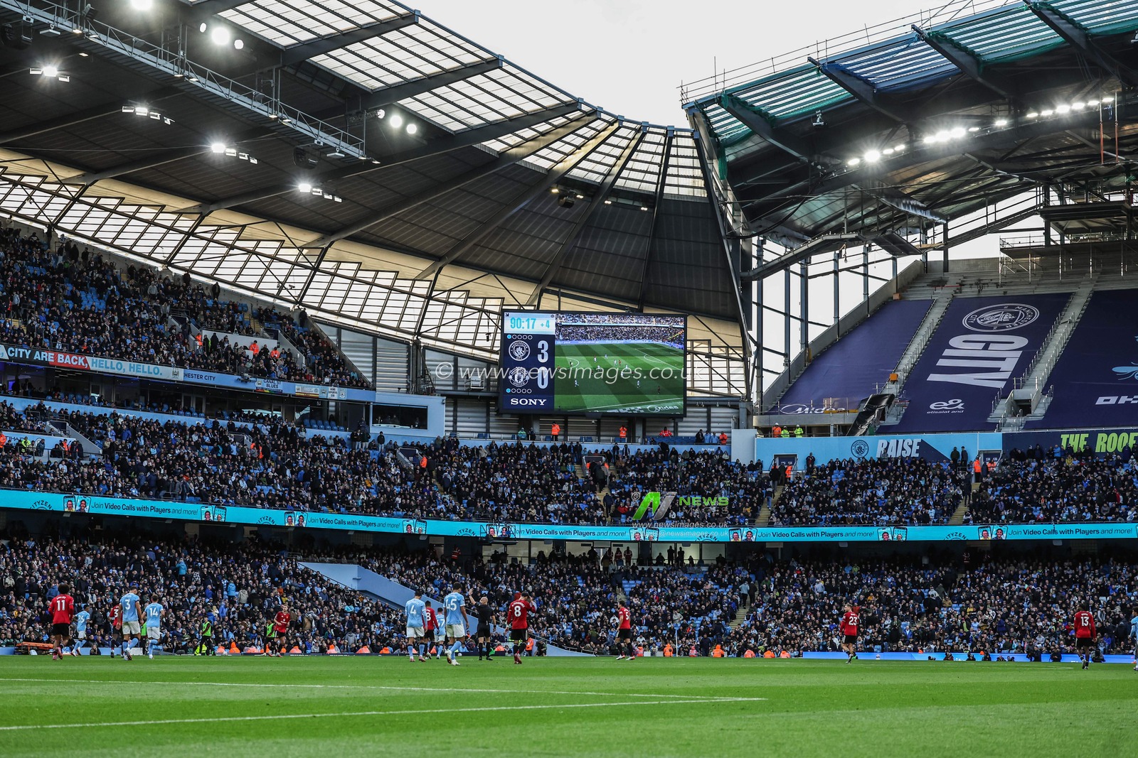 Manchester City lead 3-0 in the 91st minute of the game during the Premier League match Manchester City vs Manchester United at Etihad Stadium, Manchester, United Kingdom, 14th September 2025

(Photo by Mark Cosgrove/News Images)