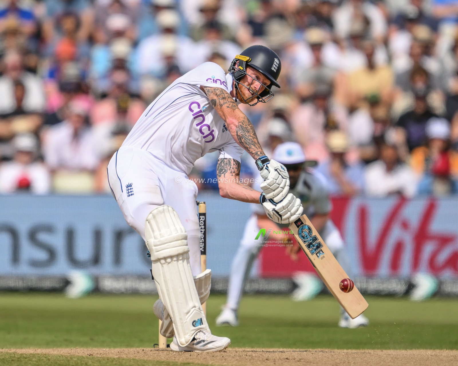 Ben Stokes of England hits a boundary during the 3rd Rothesay Test Match Day 3 England vs West Indies at Edgbaston, Birmingham, United Kingdom, 28th July 2024

(Photo by Craig Thomas/News Images)