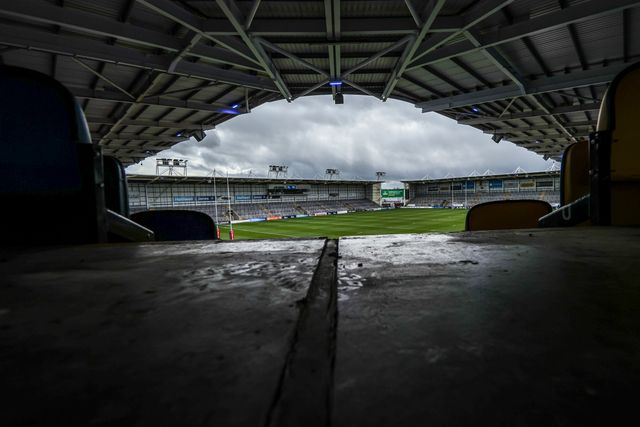 A general view of Halliwell Jones Stadium ahead of the Betfred Challenge Cup Quarter Final match Warrington Wolves vs Leigh Leopards at The Halliwell Jones Stadium, Warrington, United Kingdom on 11 April 2026

(Photo by Alfie Cosgrove/News Images)