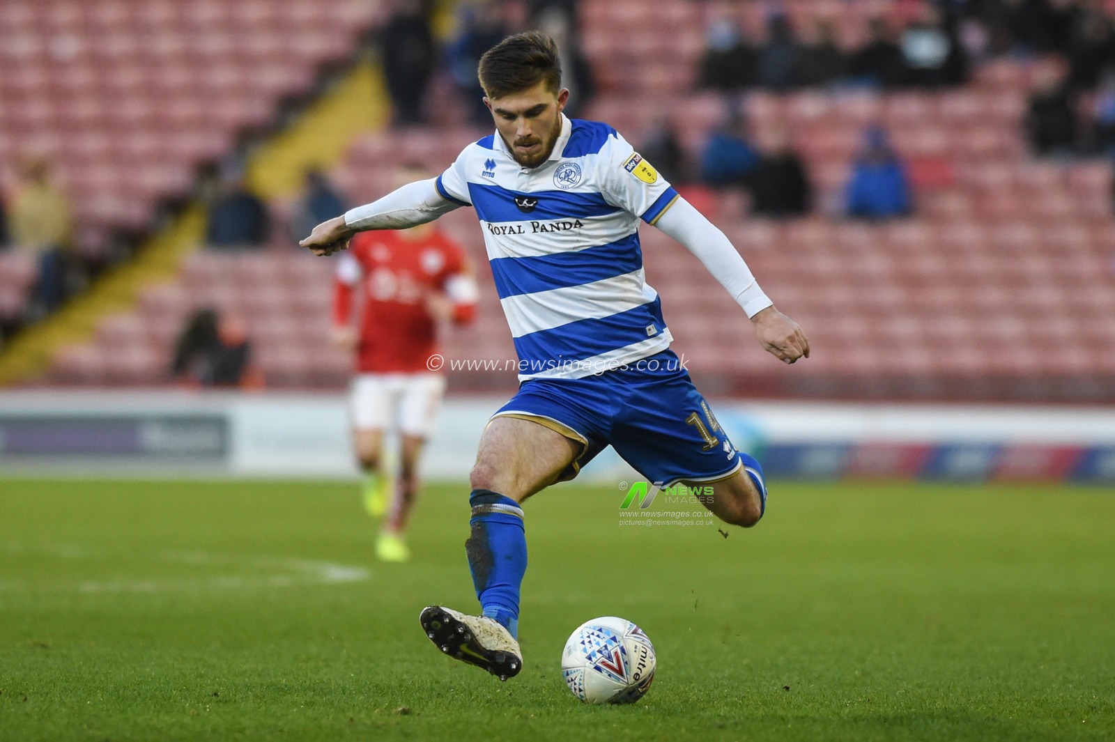 14th December 2019, Oakwell, Barnsley, England; Sky Bet Championship, Barnsley v Queens Park Rangers : Ryan Manning (14) of Queens Park Rangers with the ball 

Credit: Dean Williams/News Images